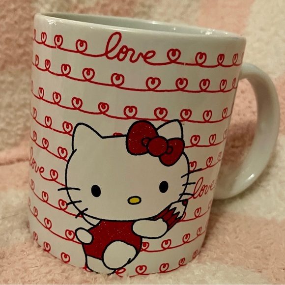 HELLO KITTY Valentine Love Script Sanrio 🩷❤️ Ceramic Coffee Mug NEW 20oz - Picture 3 of 7